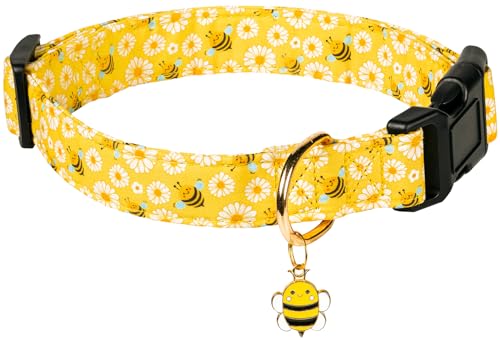 PREHAI Cute Cotton Dog Collar for Small Medium Large Dogs Special Design Cute Yellow Bee Dog Collar...