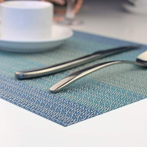 PIGCHCY Placemat,Washable Woven Non-Slip Insulation Durable Placemat Vinyl Table Mat Set of 6 (6pcs Placemats, Coastal Blue) - Image 7
