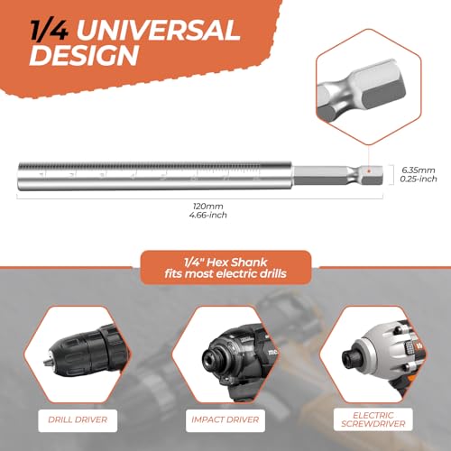 Upgraded 1/4\" Hex Shank PVC Pipe Inside Cutter (4 PCS Titanium Coated Saw Blades), PVC Cutting Tool with Scaled Adjustable Depth Gauge for Cutting PVC Pipes, Plastic Pipes