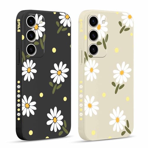 Pnakqil 2 stück Handyhülle für Samsung Galaxy S23 5G 6,1", Hülle Gänseblümchen Chrysantheme Bemaltes Muster süß Ästhetik...