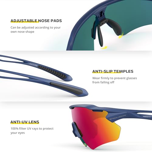 Image of Cycling Glasses, TR90 Unbreakable Frame Polarized Anti-UV400 Sports Sunglasses