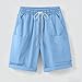 Cotton Linen Shorts for Women Fashion Solid Color Knee Length Pants Drawstring Pant with Pockets 2026 Holiday Outfits