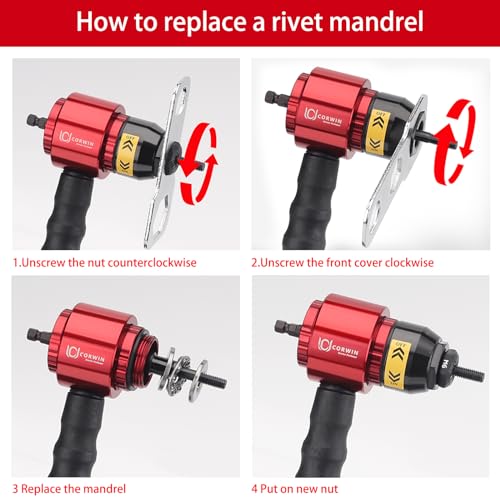 Corwin KW308 Rivet Nut Drill Adaptor 6-32 8-32 10-24 10-32 1/4-20 M3 M4 M5 M6 M8 Thread Insert Gun Attachment Tool thumb #1