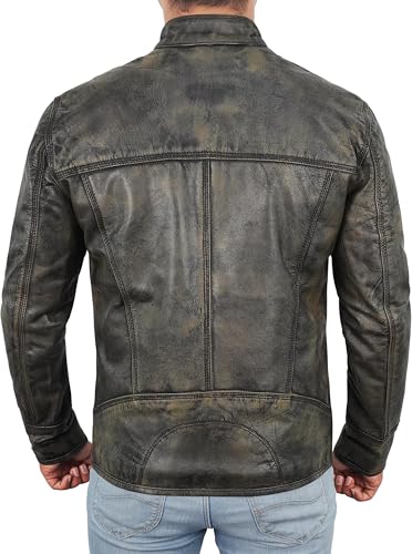 Image of Vintage Cafe Racer Leather Jacket Men Retro Motorcycle Racing Jacket