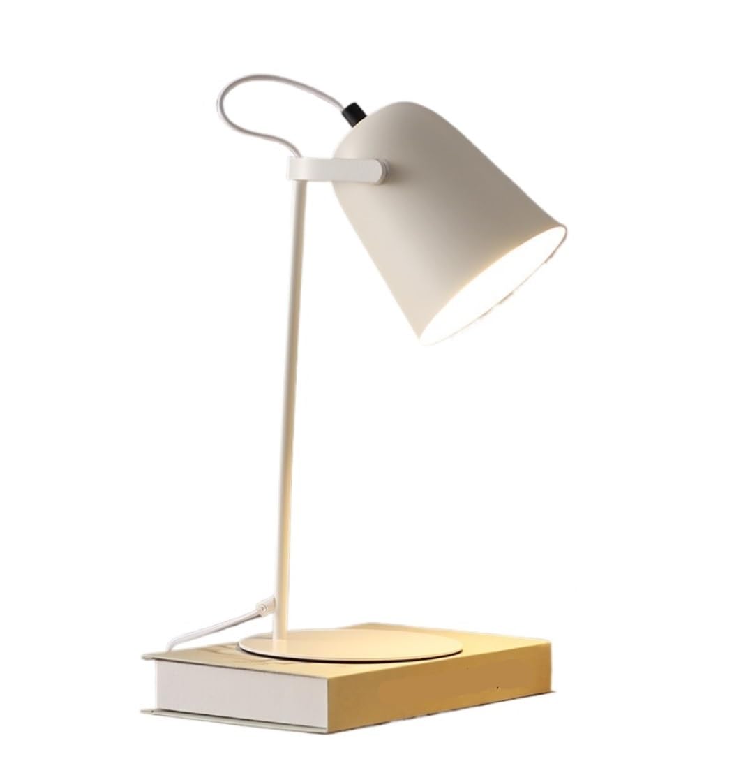 AZHKJKZH Table Lamp Wrought Iron Table Lamp Nightstand Desk Light Simple E27 Illumination For Home(White,Dimmer switch)