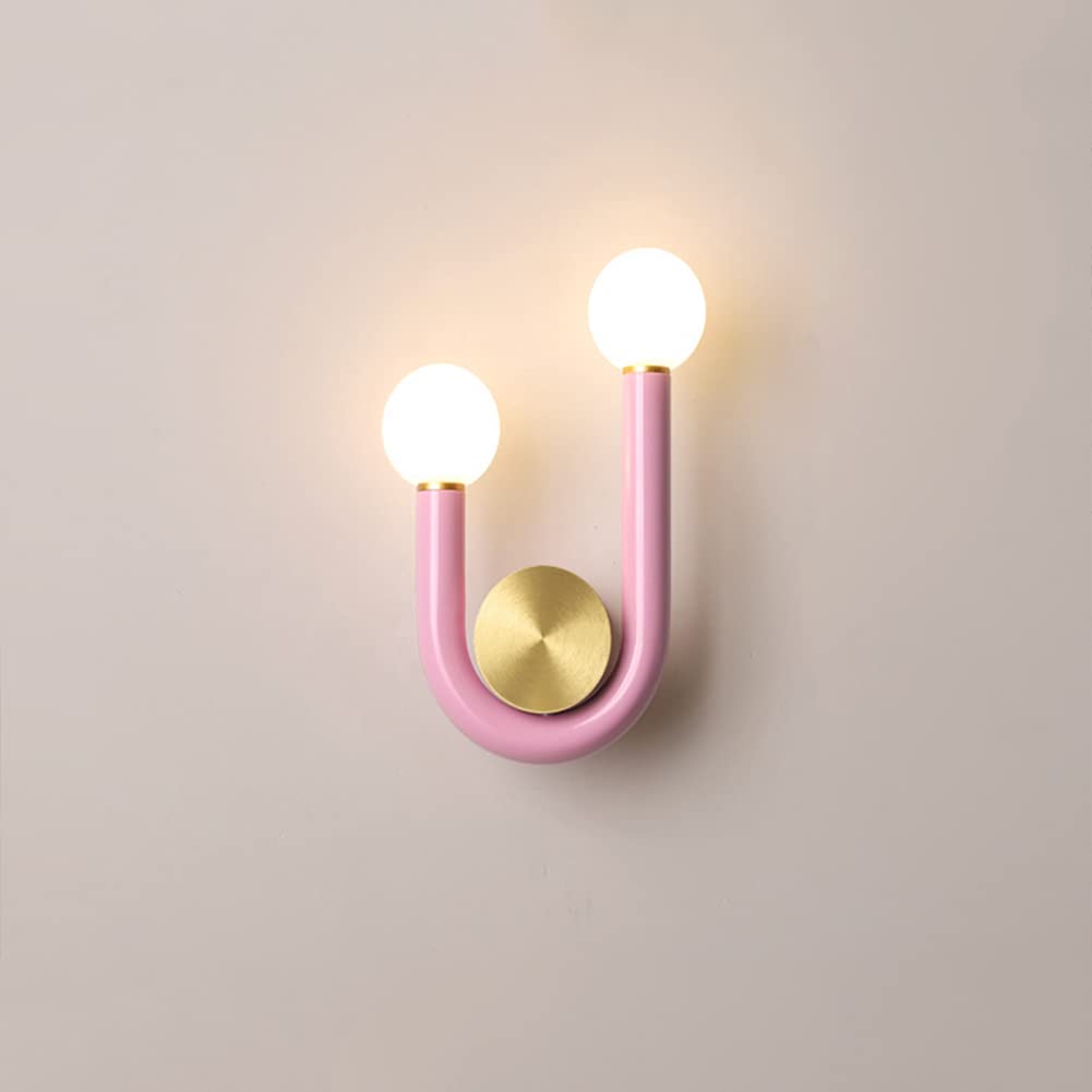 SXSCARKX Wall Light Indoor LED 10W 3000K Warm White Modern Metal Lamp Decorative Sconce for Living Room Bedroom Hallway Corridor Stairs Hall, Pink
