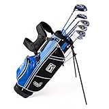 PGA TOUR Youth Golf Club Set – 10-Piece Left-Handed Junior Golf Club Set for Ages 8-12 – Beginner Golf Clubs for Kids with Lightweight Stand Bag, Hybrid, Wedge & Mallet Putter by Golfgen