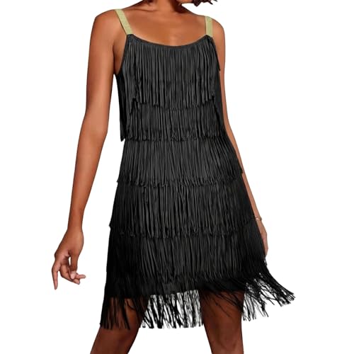 Robe nuisance franges coupe trapèze fluide sans manches pour sublimer votre silhouette en soirée