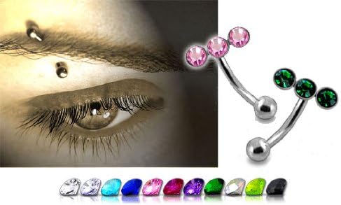 NUNA Crystal Eyebrow Piercing Trio Horizontal Crystal