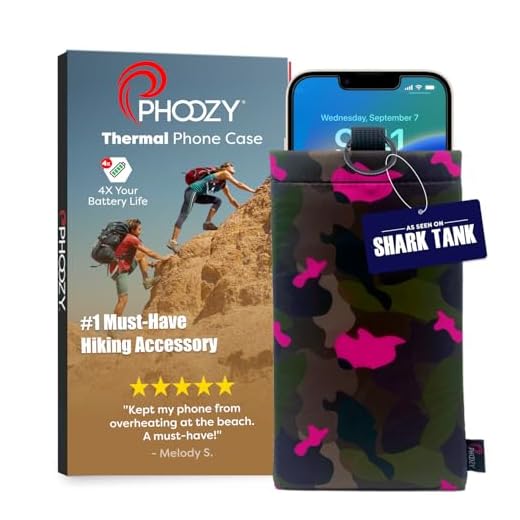 PHOOZY Thermal Phone Case - Apollo II Series : Cell Phone Pouch with AGION Lining Prevents Overheating, Extends Battery Life, Provides Drop Protection and Floats in Water (Large-Pink Camo)