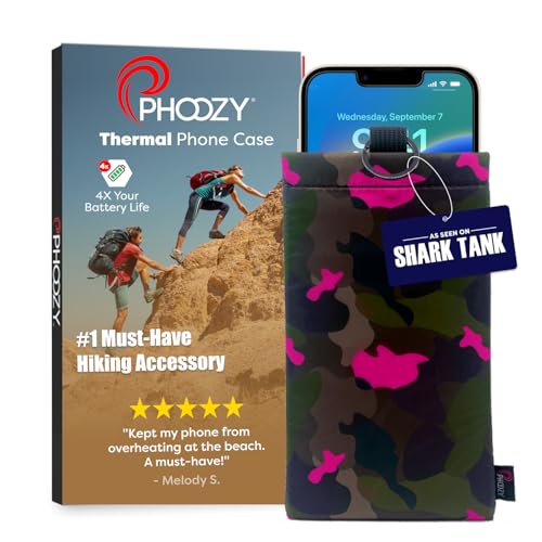 PHOOZY Apollo II Thermal Phone Case with NASA-Derived Technology - Extends Battery Life 4X in Hot or Cold Weather - Military Grade 8-Foot Drop Protection Insulated Pouch - Large Pink Camo