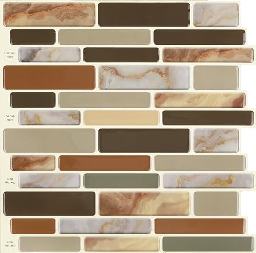Skyblur Brown Subway Tile Peel and Stick Backsplash Self Adhesive ...