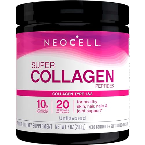 NeoCell, Super Collagen Peptides, Tipo 1 y 3, Péptidos de Colágeno, 200 g Polvo, Testado en Laboratorio, Sin Gluten, Sin Soja, Sin OGM