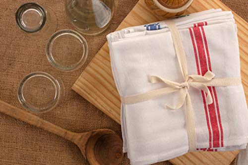 Neolino Kitchen Dish Towels With Vintage Design For Kitchen Decor, 100% Cotton Kitchen Towels, Super Absorbent (Size: 15X25 Inches), Set Of 12, White With Multi Color #TOP4