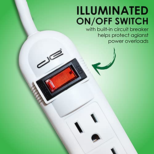 Digital Energy 6-Outlet Surge Protector Power Strip With 25-Ft Long Extension Cord, White, Etl Listed, Ul Standard #TOP5