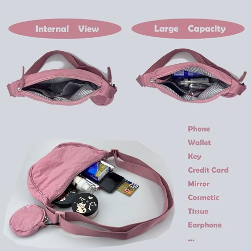 Image of Nylon Crescent Crossbody Bag for Women Purses Trendy Men,Small Travel Sling Bag Hobo