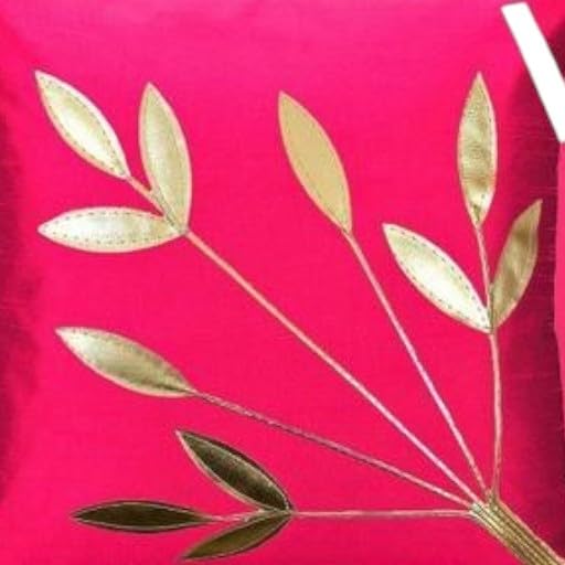 Image of Golden Floral Cushion Covers, 16x16 Inch, Set of 5 (Rani)