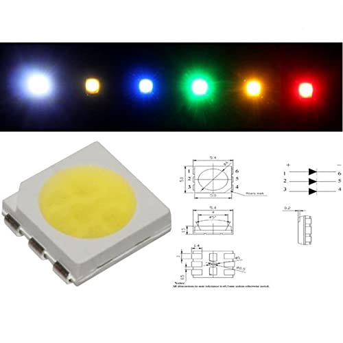 LEDs Para Soldar Bricolaje Lumonic 50x LEDs Superbrillantes De Tipo SMD 5050 - LEDs De Alta Potencia Para Soldar Usted Mismo Para Bricolaje En Color Verde - Diámetro: 5x5mm LEDs 5mm Superbrillantes