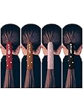 4 Pcs Leather Hair Wrap Motorcycle Ponytail Hair Wrap Pu Hair Wrap Thick Ponytail Holder Braided Hair Tie Motorcycle Hair Accessories for Women (Black, Brown, Red, Pink, 6 Inch)