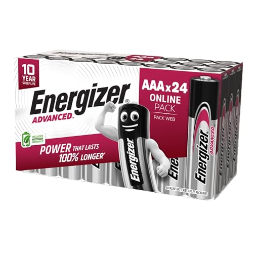 Energizer Advanced - AAA Batteries (24 Pack) - Triple A Battery 1.5V - Up To 100% Longer Lasting - Ideal for High-Drain Devices - 0% Plastic Packaging - 10 Year Shelf Life [Amazon Exclusive] option