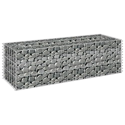 Vopese Verzinkter Stahl Gabionen-Hochbeet 90x30x30 cm, Silber, für Gartenbegrenzung Model145629