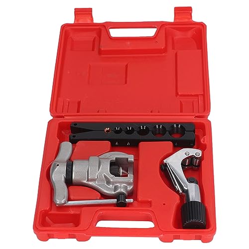 Cffuvros 3 Piece Brake Line Flaring Tool Kit. Eccentric Cone Expander with 6 Hole Single Cleat Design, Professional Double Bubble Flare Tool for Copper Pipe