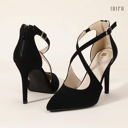 IDIFU IN4 Women's Pumps Closed Toe Stiletto Heels Strappy Wedding Bridal Office Homecoming Work Prom Dress Shoes Bride Comfortable Dressy Formal Pointed Toe Zip4