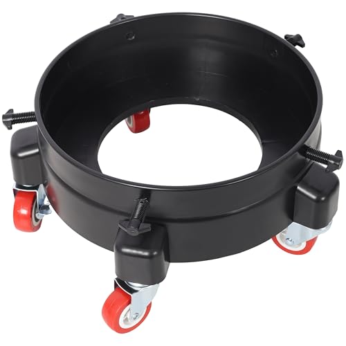 11.25 Inch Bucket Dolly with 5 Swivel Casters - Heavy Duty Rolling Base for 5 Gallon Buckets - 360° Mobility for Car Wash Detailing Warehouse Cleaning - Black