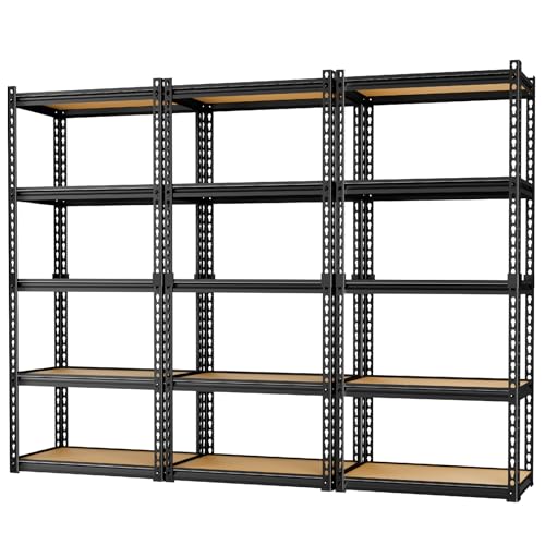 Image of LEVELEVE 5-Tier Heavy Duty Storage Shelving Unit, 2000 lbs Capacity, Adjustable Metal Utility Shelf, 30 inch L x 12 inch W x 60 inch H for Garage, Kitchen, Pantry, Basement, Bathroom, Laundry,3 Pack