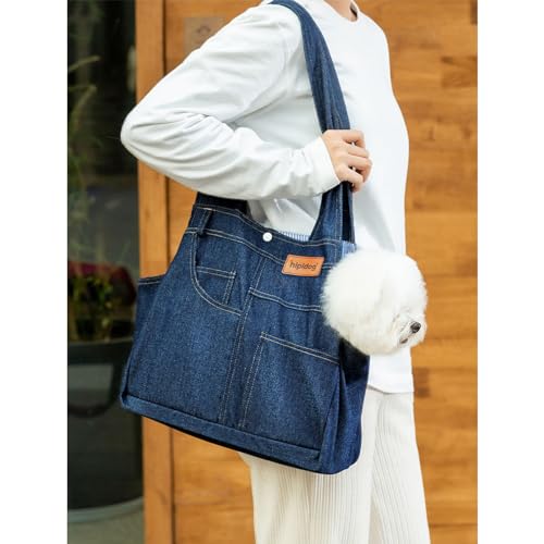Qohak Dog Carrier Purse Premium Denim Dog Soft Sided Carriers Bag Pet Travel Tote Bag With Pockets For Cat And Small Dog thumb #5