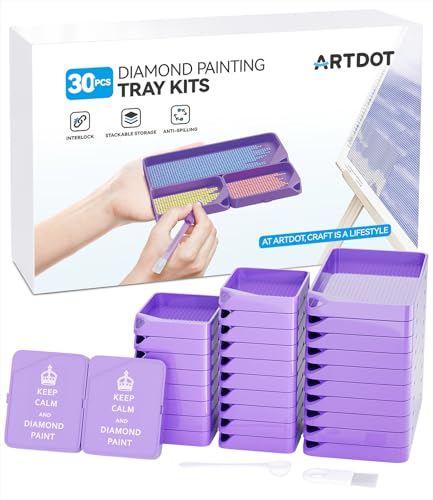 Image of ARTDOT 30-Piece Stackable Tray Set Diamond Art Kits for Adults, Interlocking Diamond Painting Accessories and Tools(Purple)
