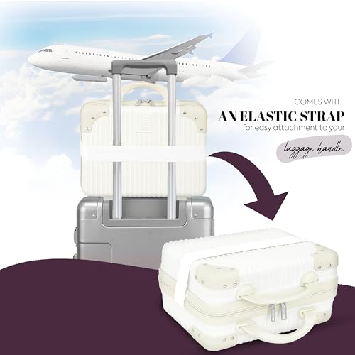 Image of Storite Hard Shell Vanity Bag Cosmetic Case for Women, Makeup Organizer - White