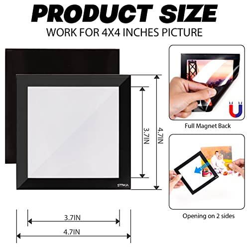 4X4" Magnetic Picture Frame With Black Border(10 Pack),Square Magnet Photo Pockets,Decorations For Fridge/Lockers With Clear Plastic Cover (Classic) #TOP1