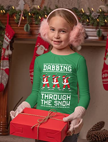 Tstars Santa Dabbing Snow Ugly Christmas Sweater Style Kids Long Sleeve T-Shirt2