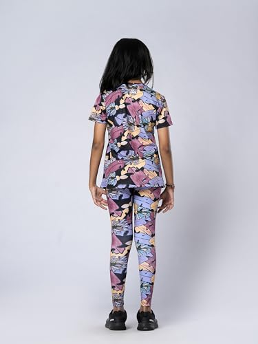 Image of Girl's Activewear Workout Set 2 Piece Athletic Sets Dry Fit Printed Tees And Leggings Yoga Running Dance 4-14Y