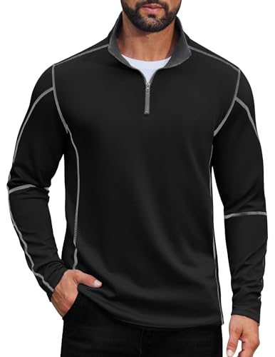 COOFANDY Men's Athletic Quarter Zip Up Pullover Long Sleeve Running Shirt 1/4 Zip Fall Active Sport Workout Golf Sweatshirt