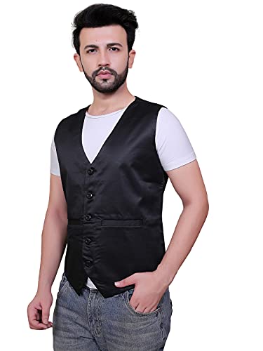 Image of Waistcoat Black Satin Men