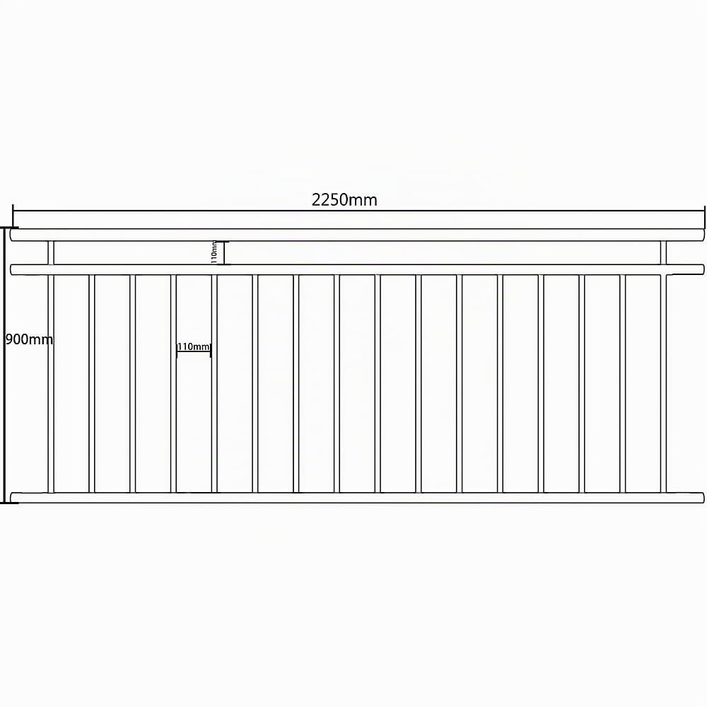 225 cm balcone V2 A Stab Ringhiera Balcone Acciaio Inossidabile Ballustrade finestra griglia