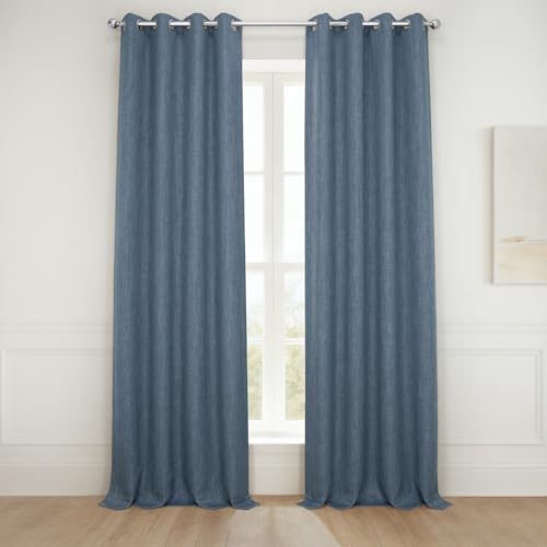 Image of HPD Half Price Drapes Grommet Linen Curtains 120 Inches Long Room Darkening Curtains for Bedroom & Living Room (1 Panel), 50W x 120L, Reverie Blue