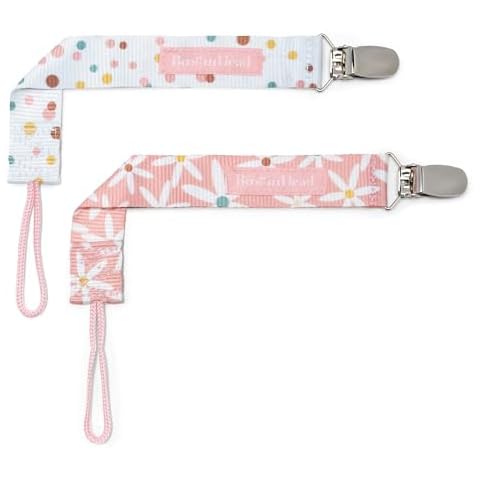 BooginHead by Infantino Universal Pacifier Clips, Infant & Toddler Girls, Pink Daisies Cover