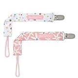 BooginHead by Infantino Universal Pacifier Clips, Infant & Toddler Girls, Pink Daisies