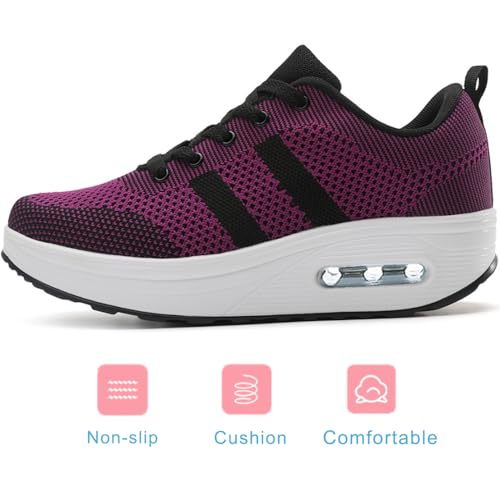 Image of RUIDENG Platform Sneakers for Women Air Cushion | Walking Shoes Women Comfortable All Day | Thick Rocker Bottom