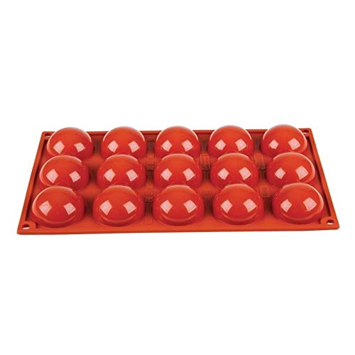 Pavoni N936 Formaflex Silicone Mould, 15 Half Sphere, Red, Small