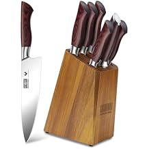 HOSHANHO 7-Piece Knife Set with Block - High-Carbon Stainless Steel Kitchen Knife, Ultra Sharp Professional Chef Knives with Sharpener