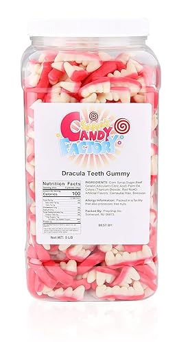 Sarahs Candy Factory Halloween Special Dracula Teeth Gummy Candy in Jar, 5 Lbs