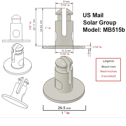 US Mail - Solar Group MB515 Mailbox Hinge Pin Replacement Set, Compatiable with Model MB515 2 Pack, 3D Printed ABS Resin, (Black)