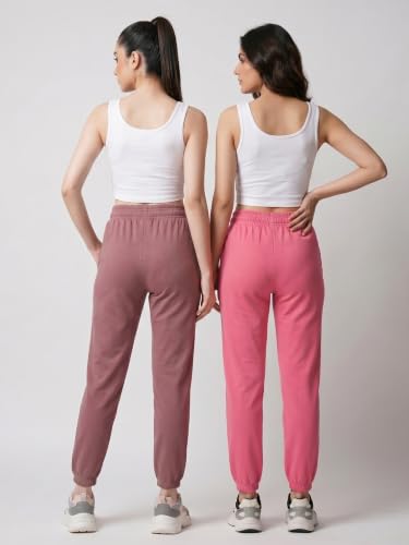 Image of Fflirtygo Cotton Solid Joggers /Track Pant /Solid Pajama /Leggings �100% Export Quality Soft Cotton Night Wear /Pocket Pyjama for Women Combo Pack of 2Pcs, Blue and Grey
