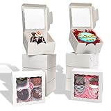 RomanticBaking 100 Pack Bakery Boxes 4x4x2 Inches Cookies Boxes Mini Bundt Cake Boxes Pie Boxes Cinnamon Roll Treat Boxes Chocolate Truffle Boxes Party Wedding Favor