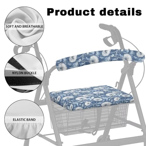 Image of Dandelion Walkers Seat Covers for Men Soft Rollator Walker Seat and Backrest Covers Adjustable Walkers Seat Covers for Seniors Women Men