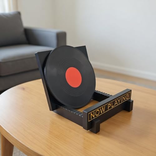 Portadiscos de madera organizador de vinilos grande Uhngw estanteria para baño 4